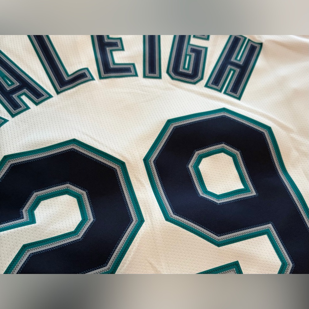 Nike Authentic Seattle Mariners Cal Raleigh #29 White MLB Jersey Men’s Sz: XXL - Picture 8 of 9